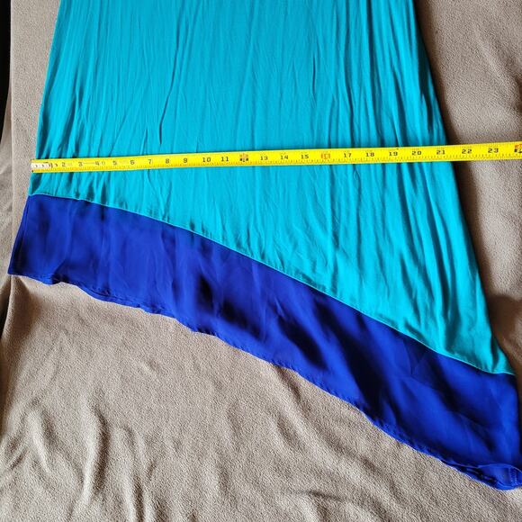 Calvin Klein Dress Womens Medium Asymmetrical Ruffle Aqua Blue Beach - Picture 5 of 16